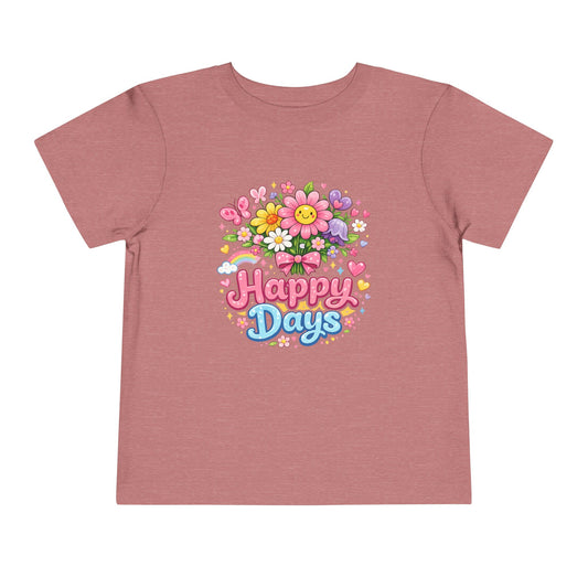 Happy Days Toddler Tee — Floral Smiley Kids Shirt